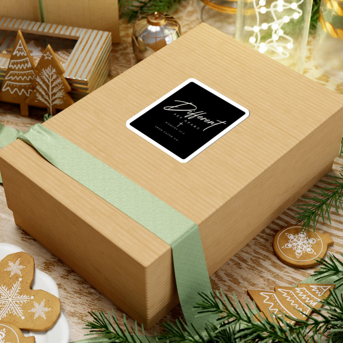 The Different Romans 12:2 Sticker shown in a styled everyday scene (product mockup)