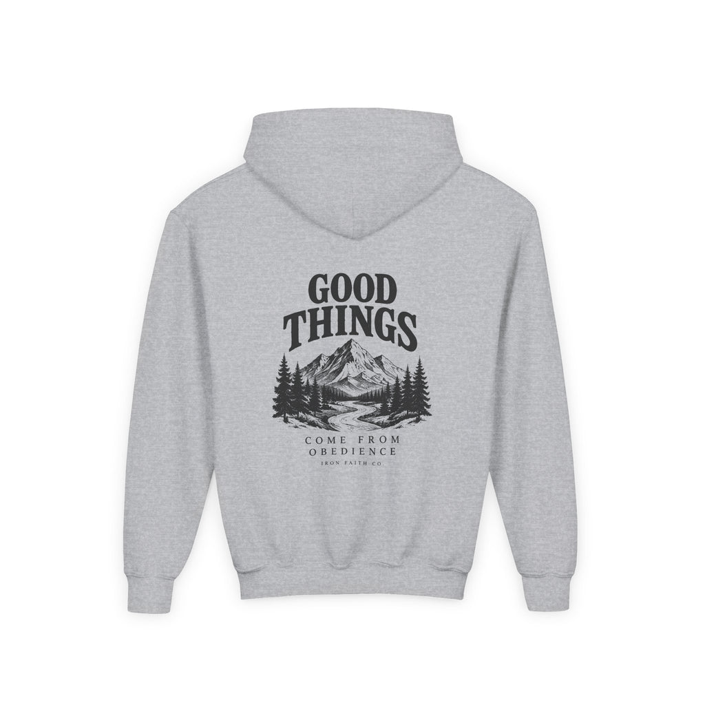 Good Things Come From Obedience Youth Hoodie – Back Print
