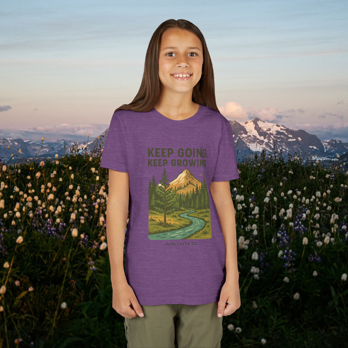 Keep going keep growing | Iron Faith Co. | Youth Short Sleeve Tee