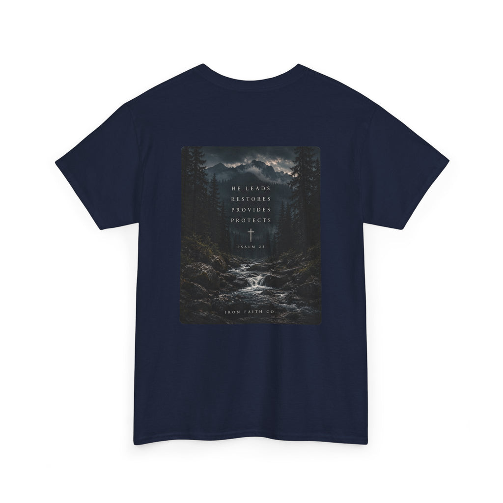 He Leads Psalm 23 Tee – Back Print