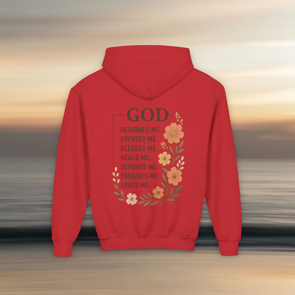 Iron Faith Co. | God's creation | Girls Youth Heavy Blend Hooded Sweatshirt