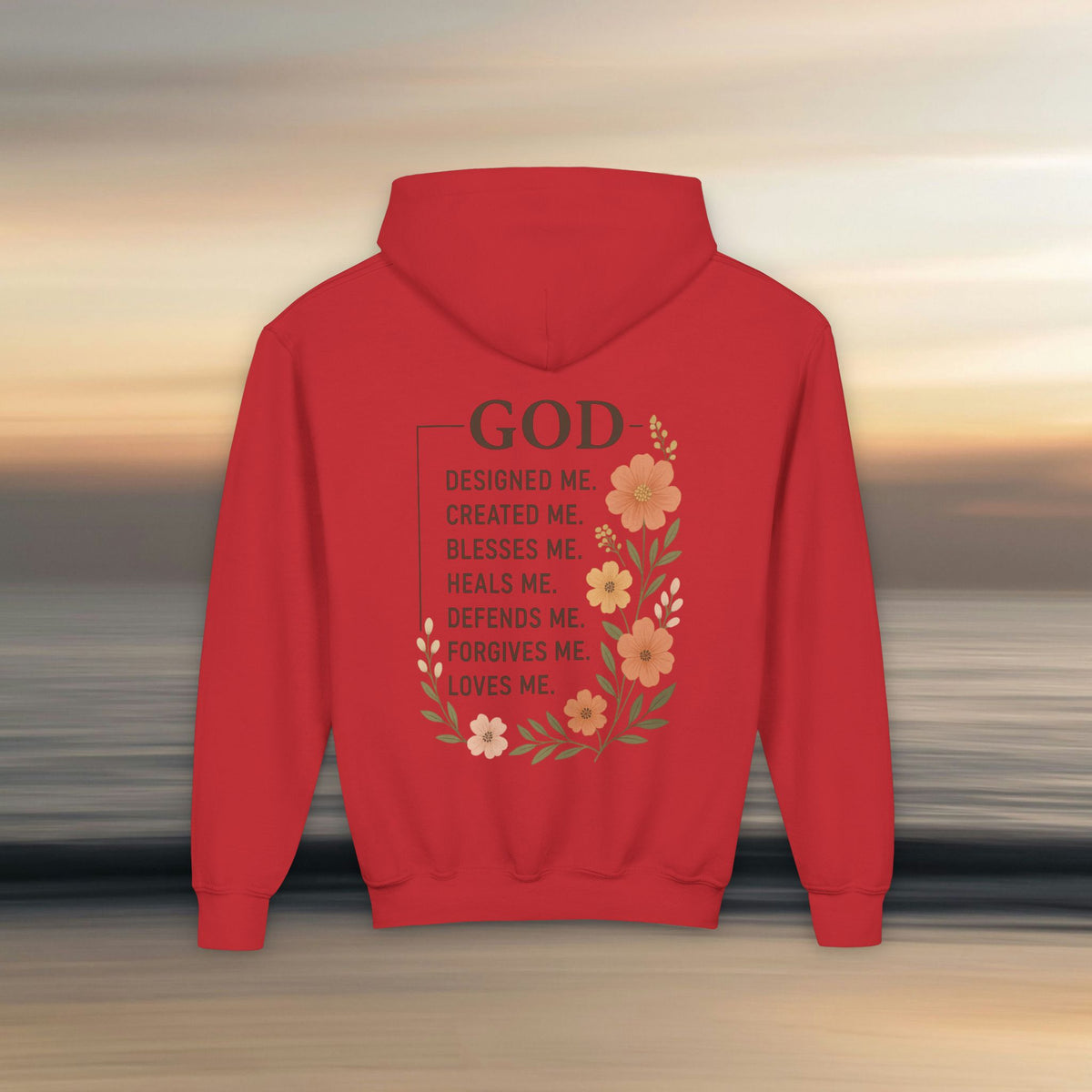 Iron Faith Co. | God's creation | Girls Youth Heavy Blend Hooded Sweatshirt