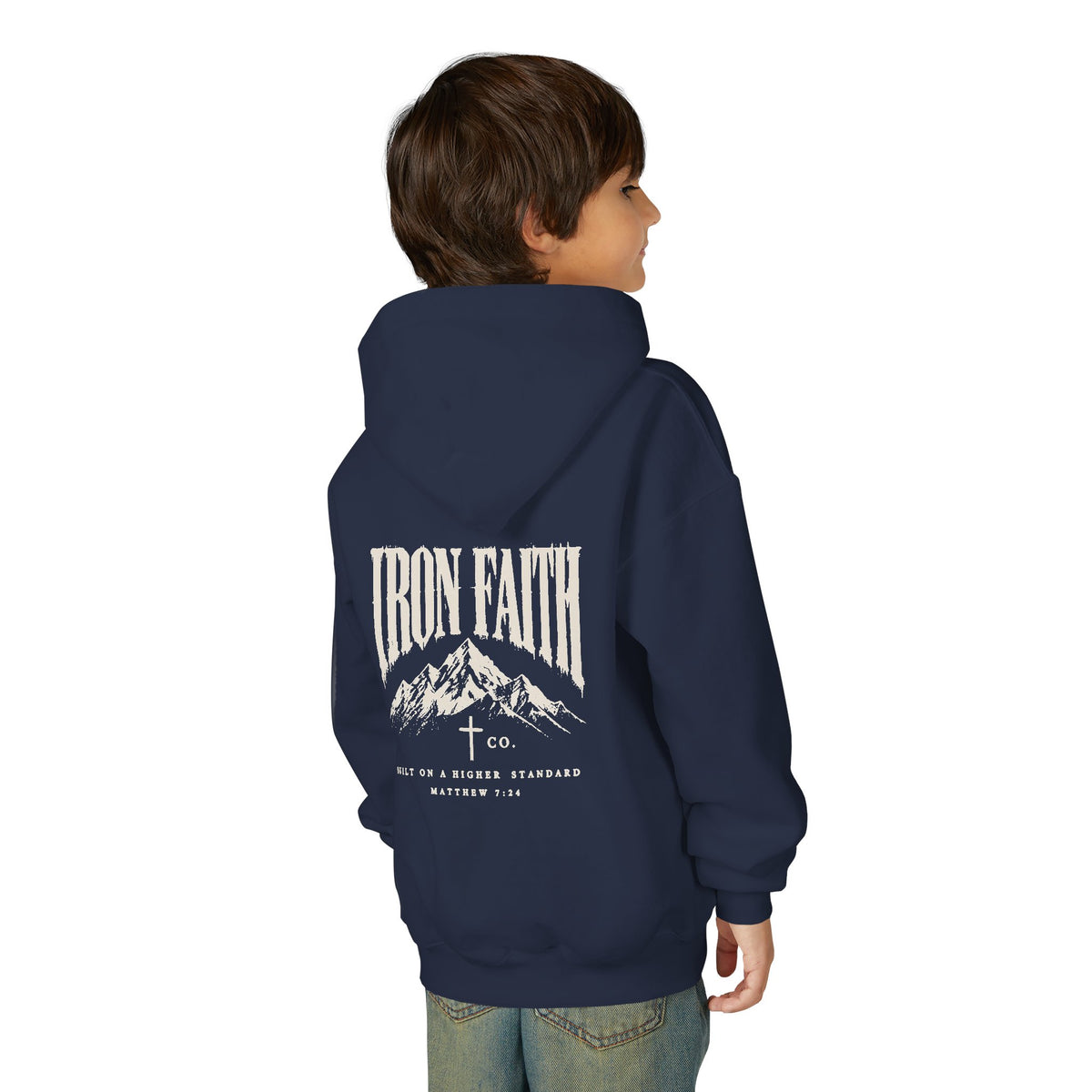 Built on a Higher Standard Youth Hoodie – Back Print