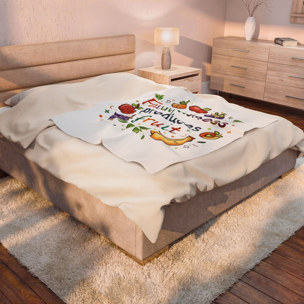 Faithfulness Produces Fruit Velveteen Plush Blanket — Inspirational Throw with Fruit Illustration - photo 4 of 5