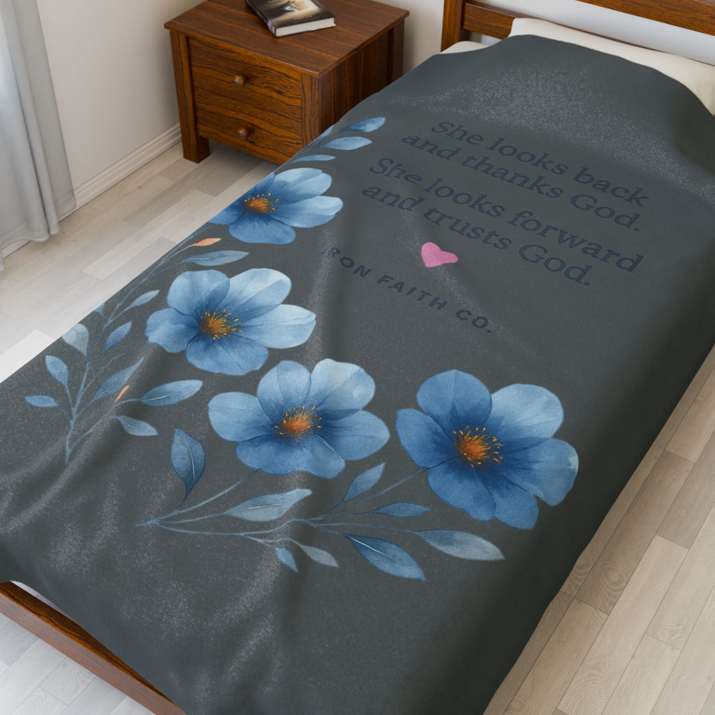 Plush Blanket — She looks back and thanks God. She looks forward and trusts God. - photo 7 of 8