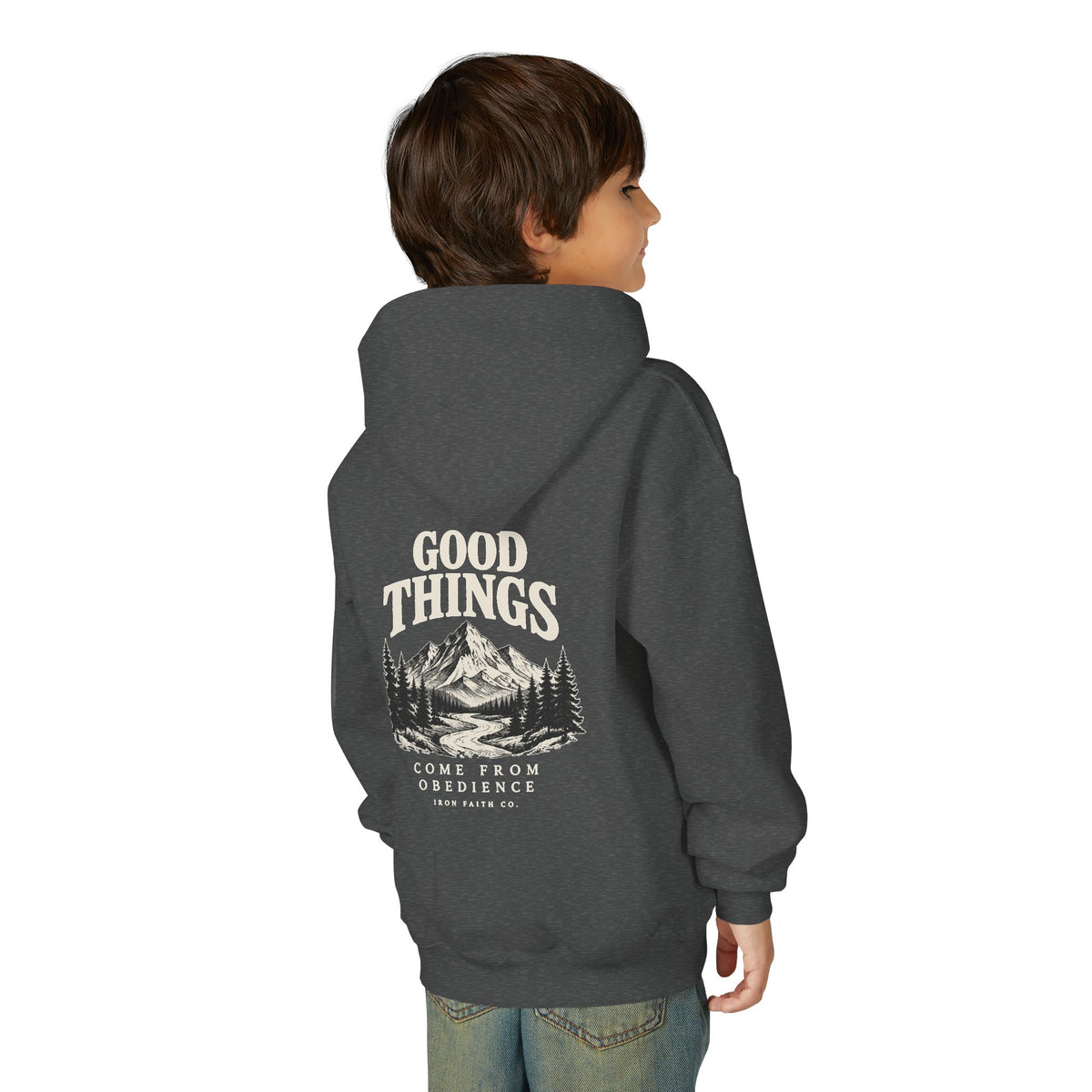 Good Things Come From Obedience Youth Hoodie – Back Print