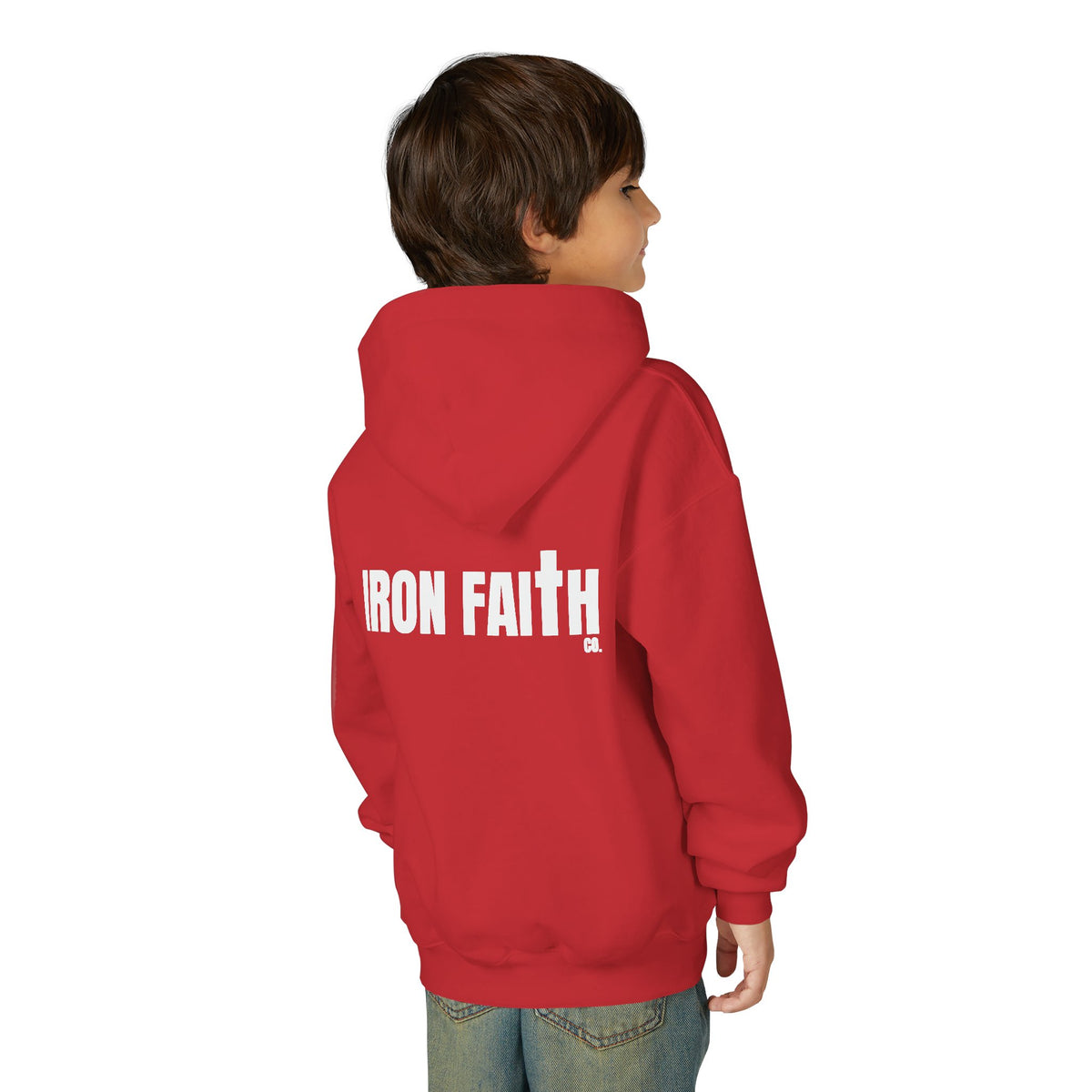 Iron Faith Co. Wordmark Youth Hoodie – Back Print