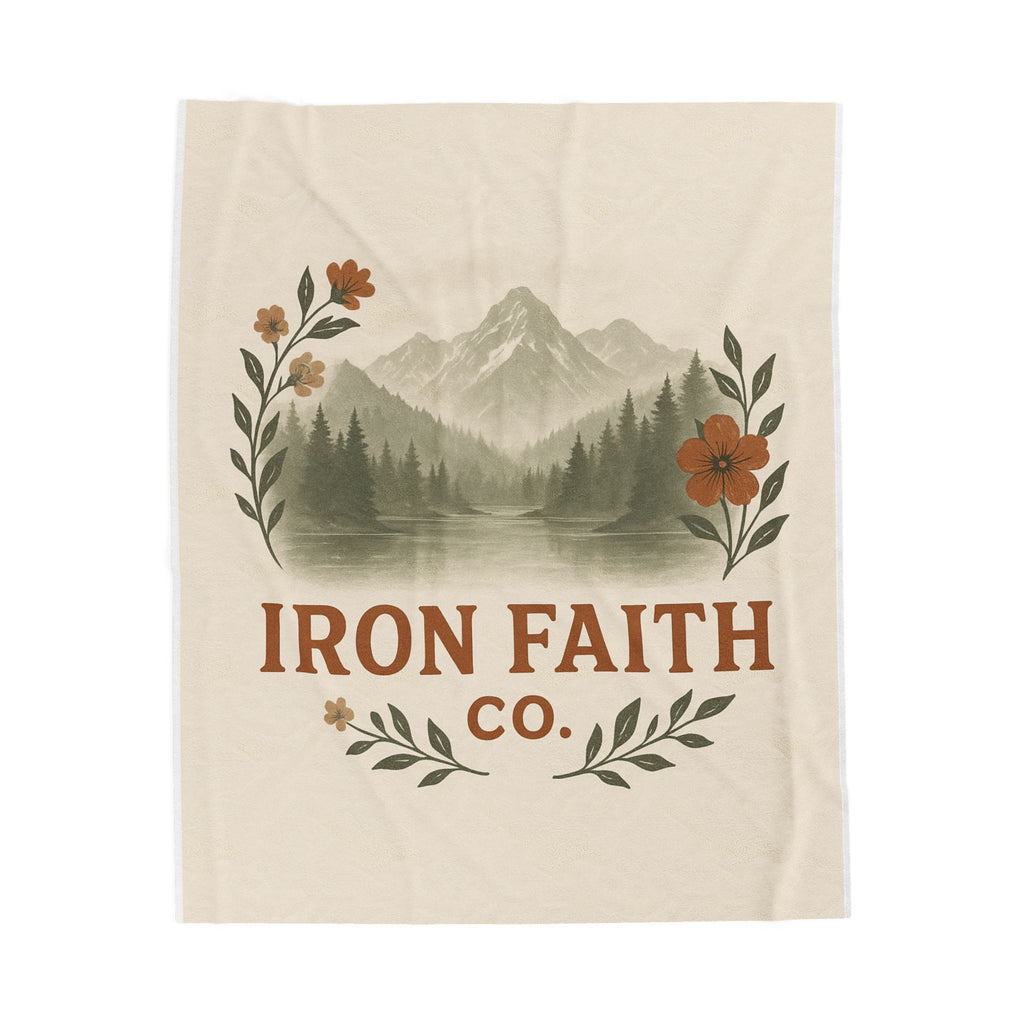 Mountain Floral Velveteen Blanket — Iron Faith Co. Cozy Rustic Cabin Throw - photo 3 of 8