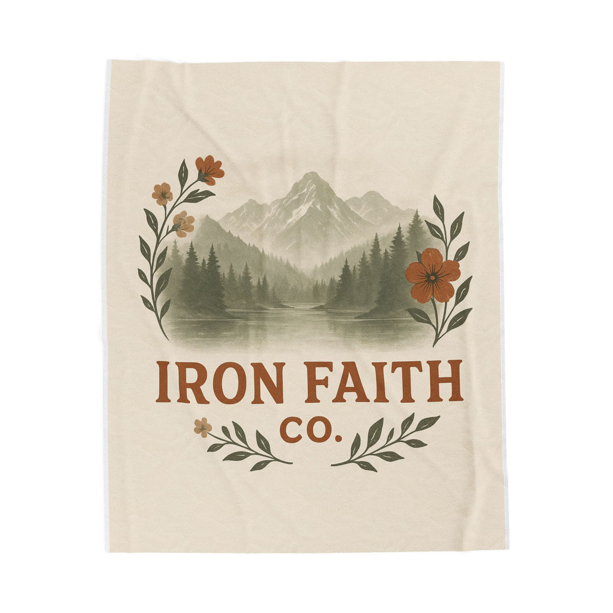 Mountain Floral Velveteen Blanket — Iron Faith Co. Cozy Rustic Cabin Throw - photo 3 of 8