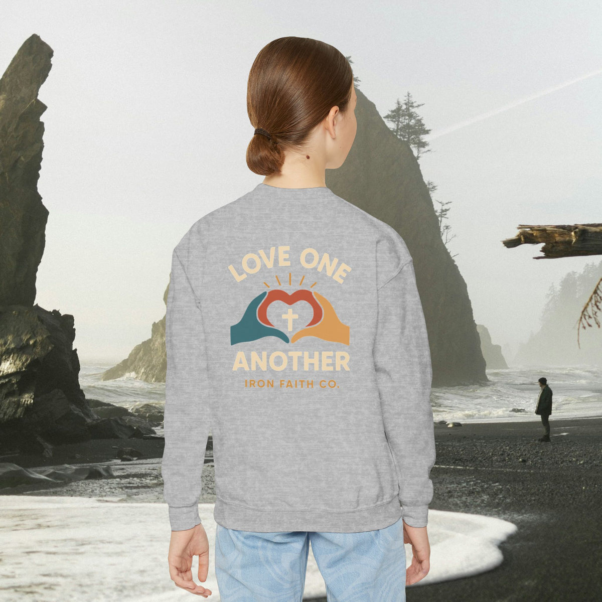 Love One Another Youth Crewneck Sweatshirt — Christian Faith Graphic - photo 22 of 30