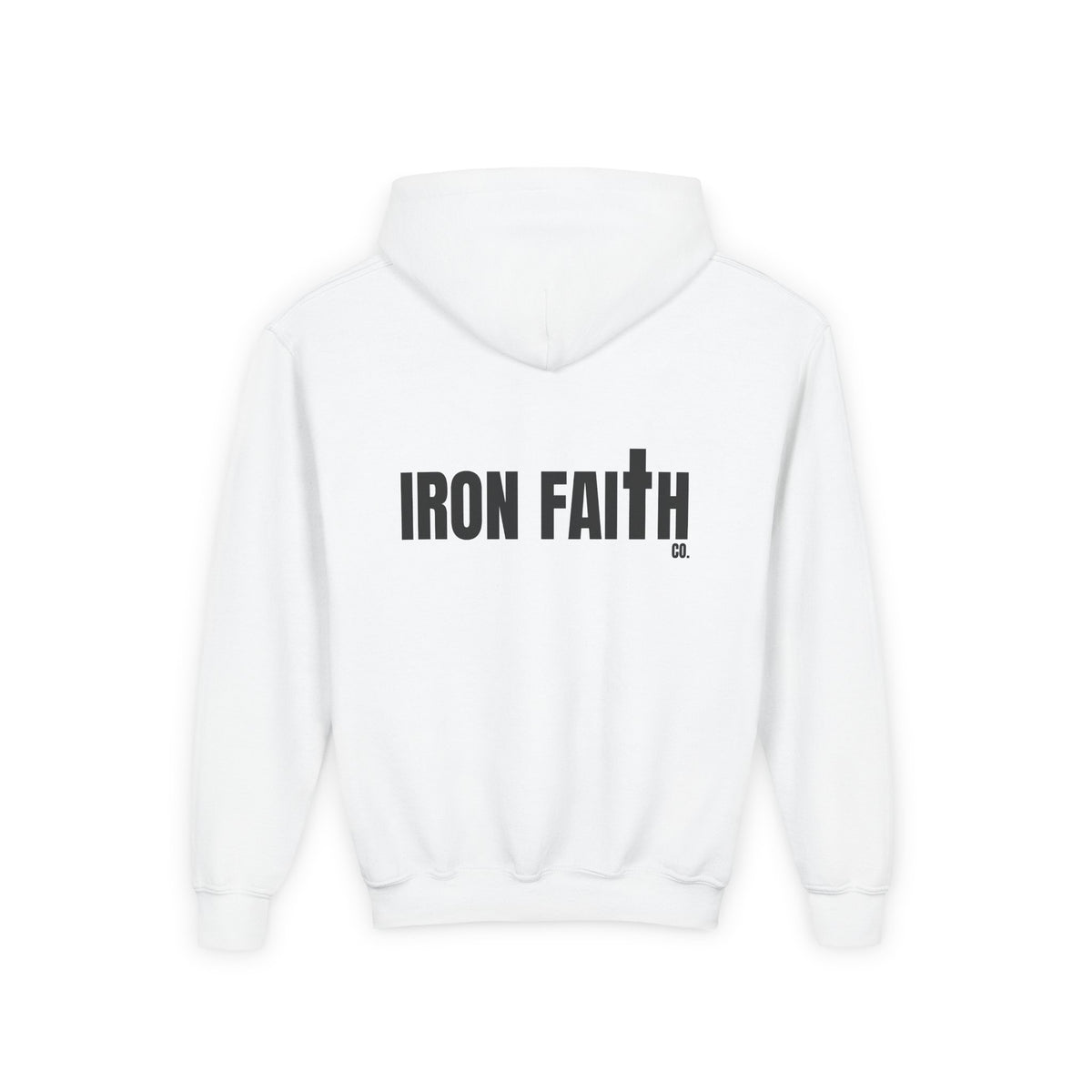 Iron Faith Co. Wordmark Youth Hoodie – Back Print