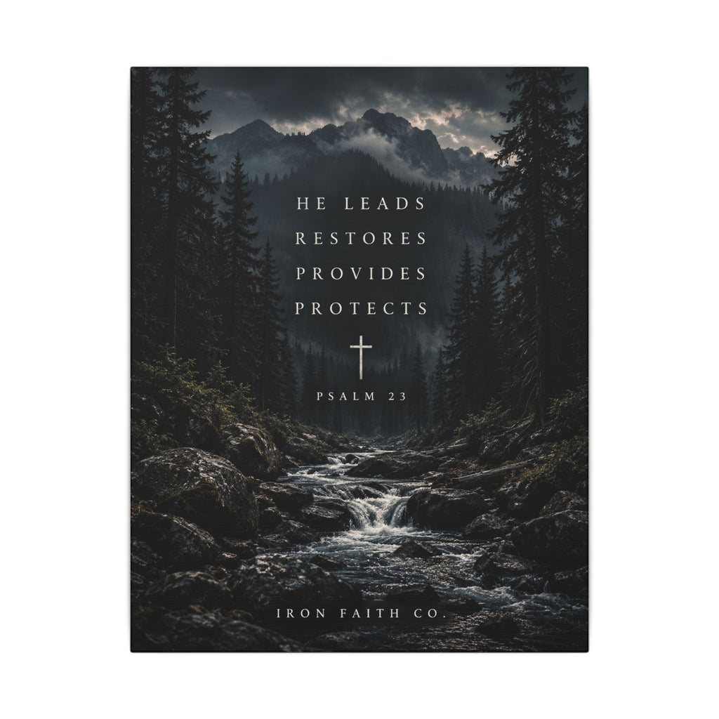 He Leads Psalm 23 Canvas Print