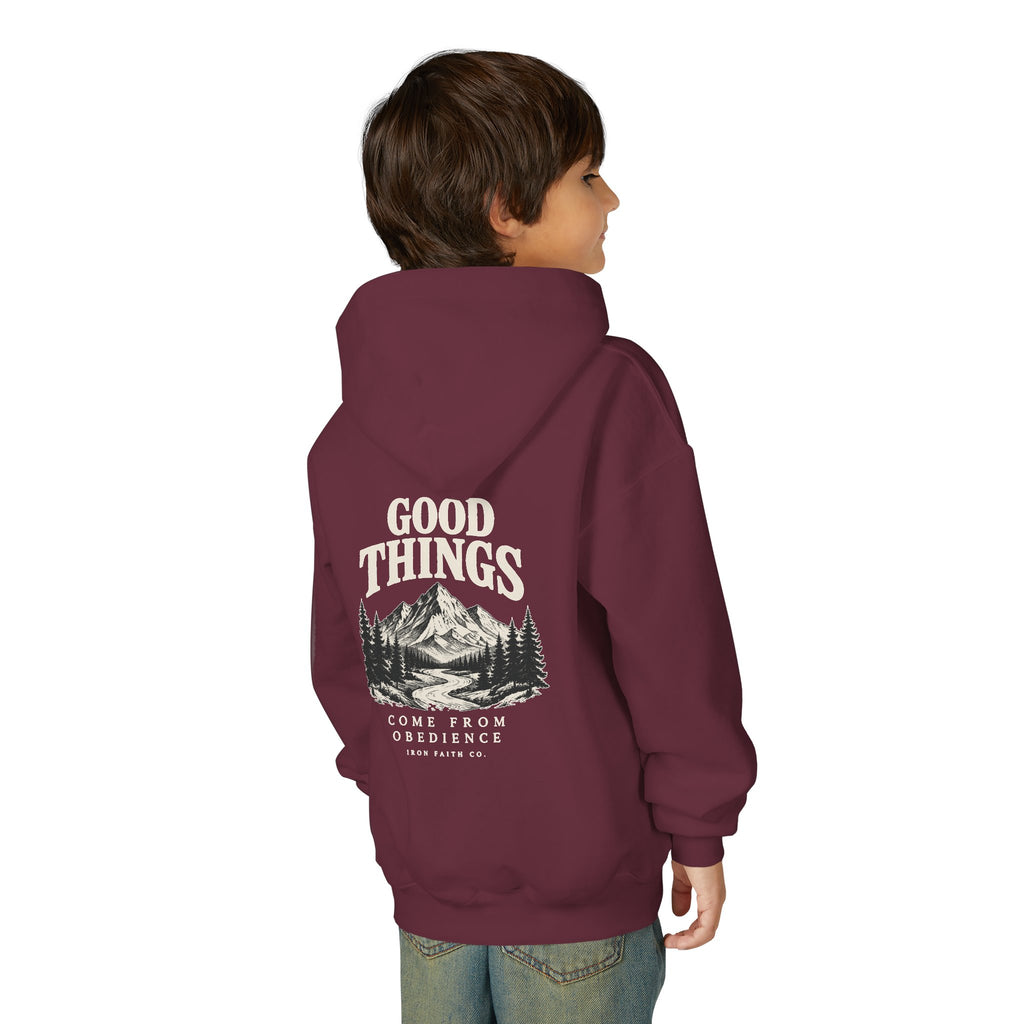 Good Things Come From Obedience Youth Hoodie – Back Print