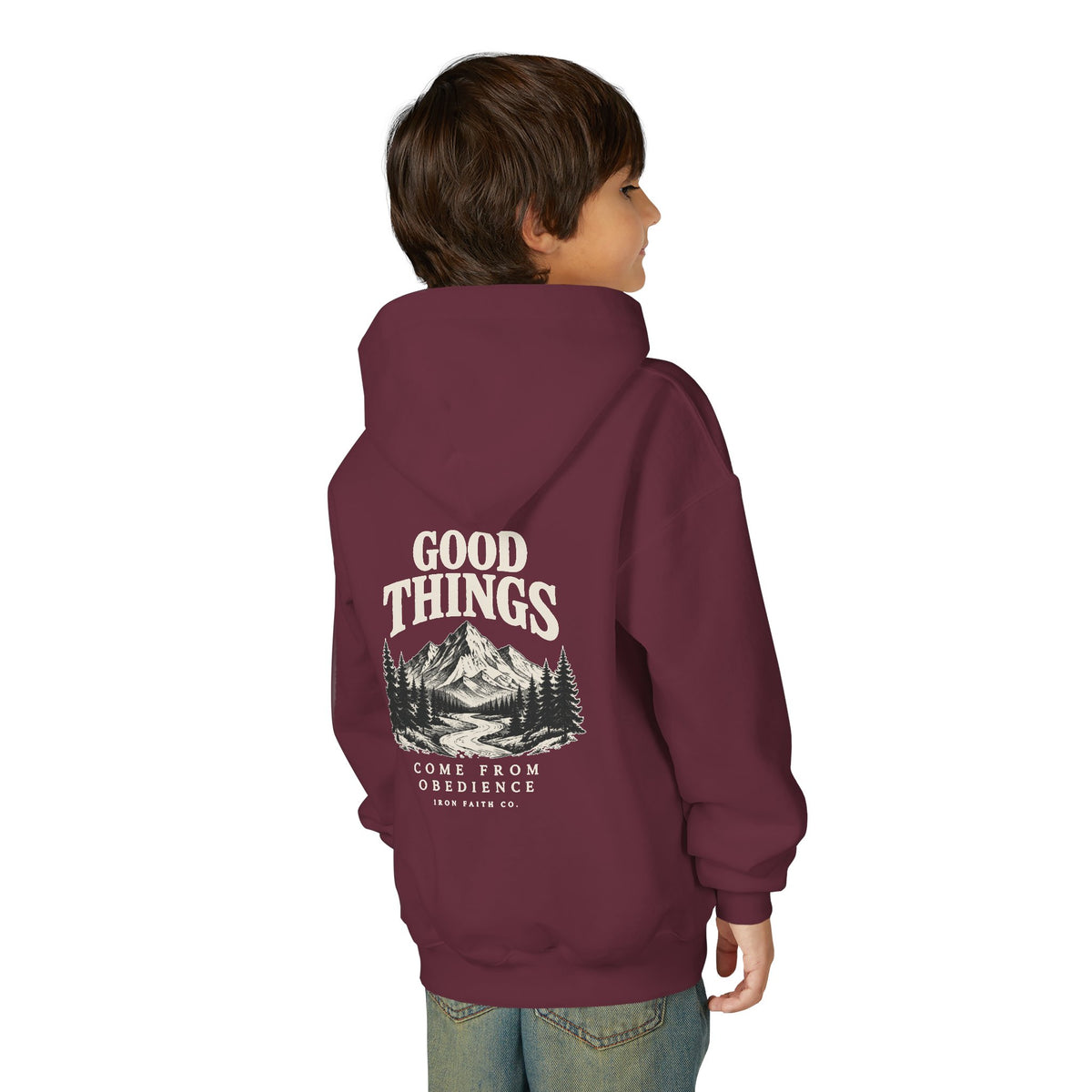 Good Things Come From Obedience Youth Hoodie – Back Print