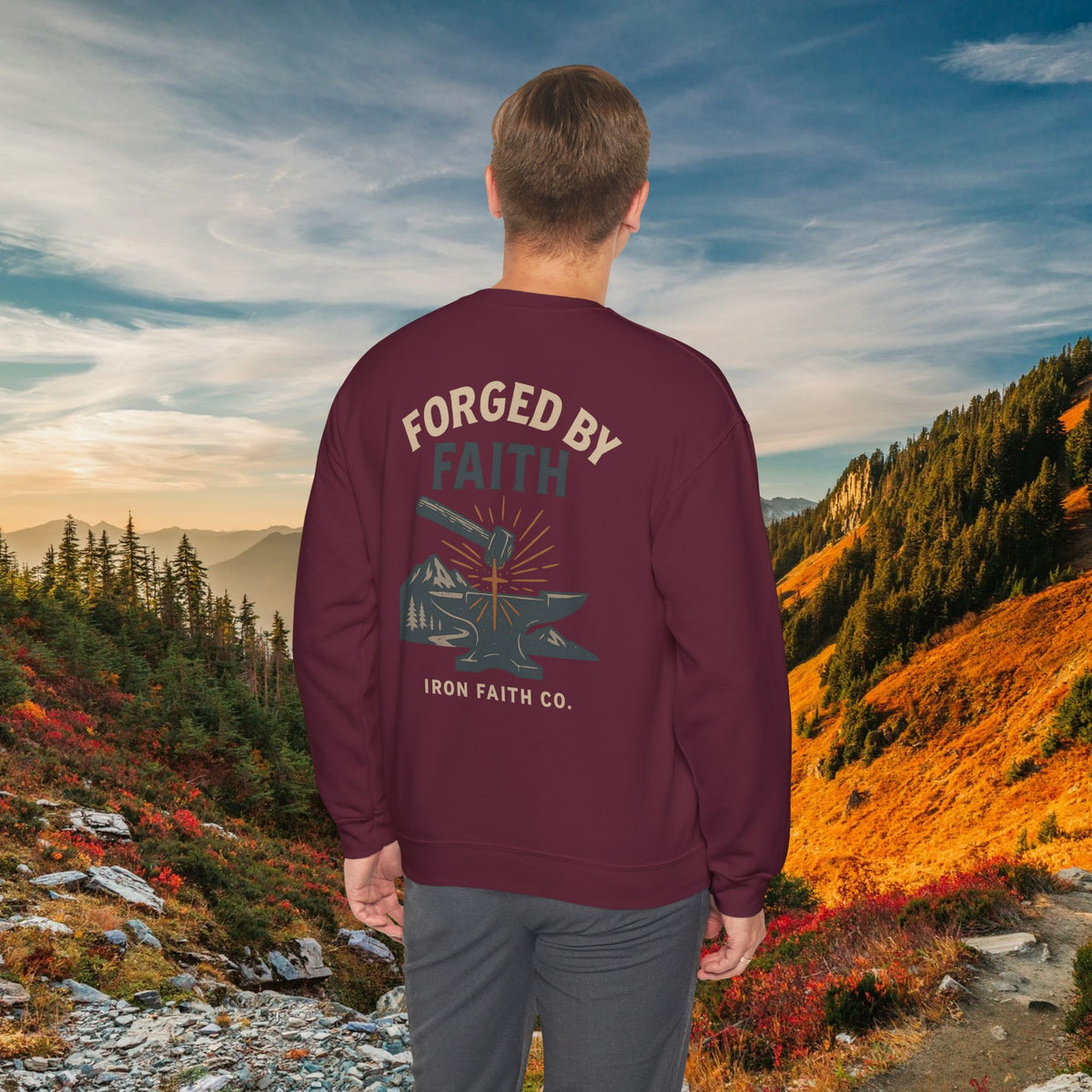 Be strong and courageous Joshua 1:9 - forged by Faith - Iron Faith Co. - Crewneck Sweatshirt - photo 1 of 30