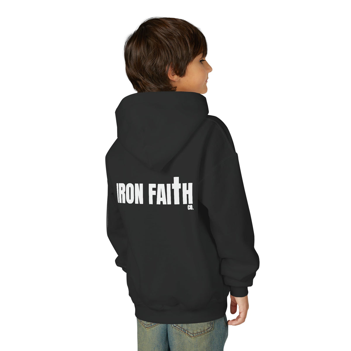 Iron Faith Co. Wordmark Youth Hoodie – Back Print