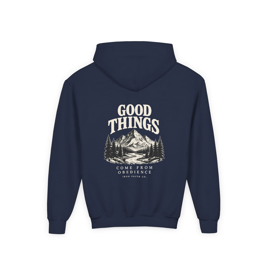 Good Things Come From Obedience Youth Hoodie – Back Print