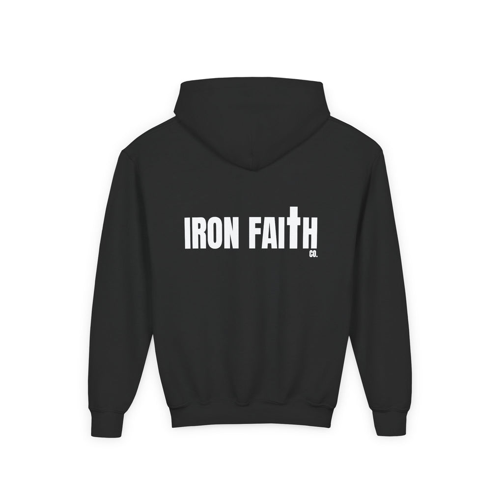 Iron Faith Co. Wordmark Youth Hoodie – Back Print