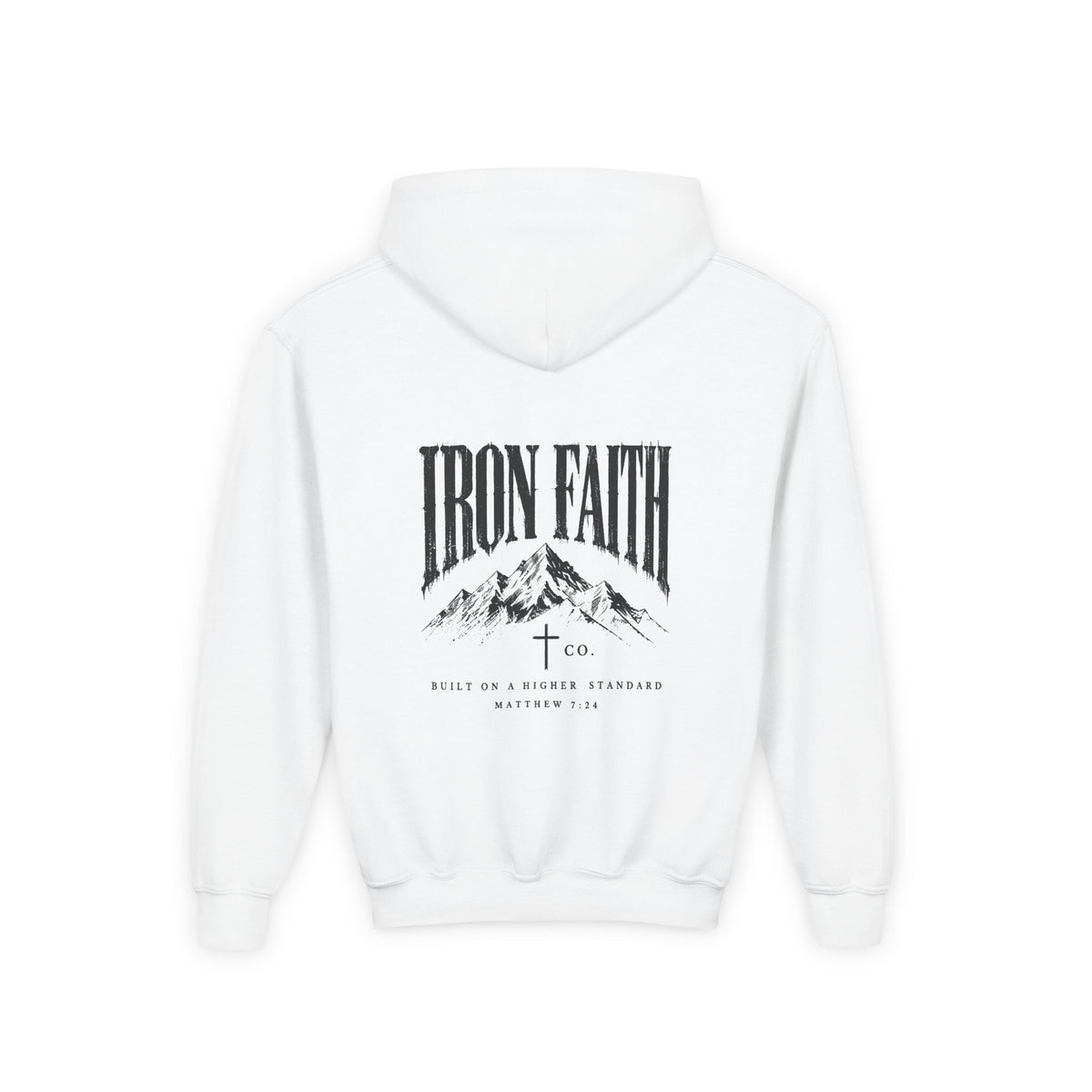 Built on a Higher Standard Youth Hoodie – Back Print