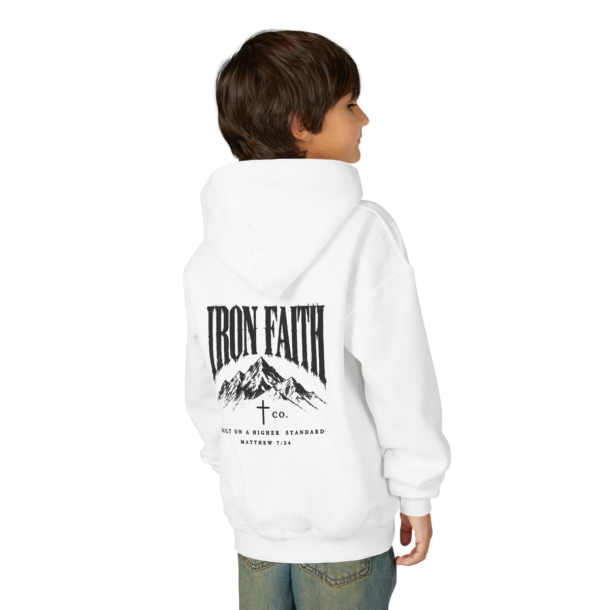 Built on a Higher Standard Youth Hoodie – Back Print