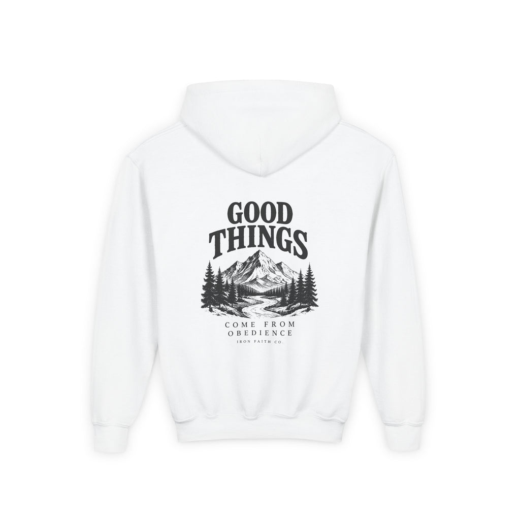 Good Things Come From Obedience Youth Hoodie – Back Print