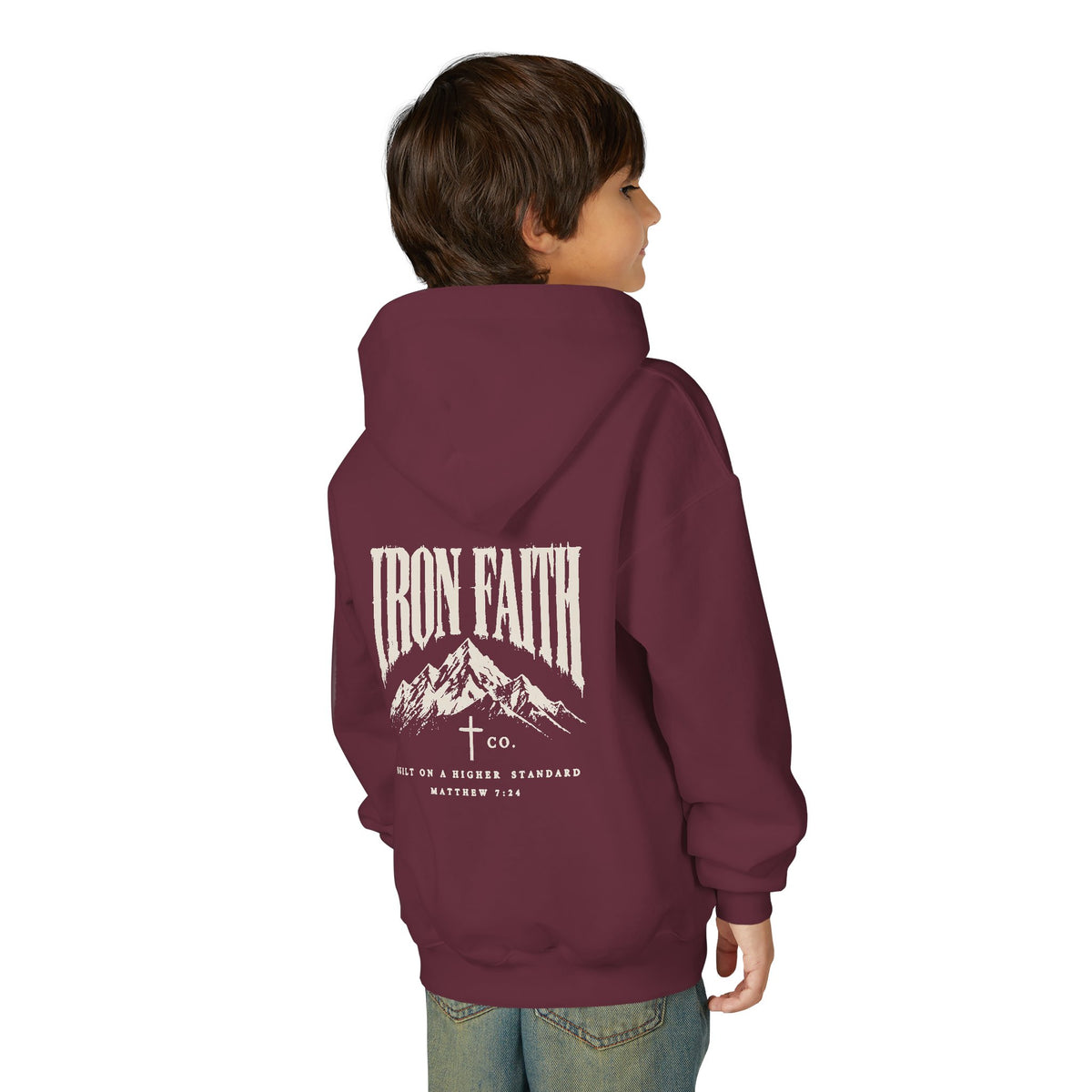 Built on a Higher Standard Youth Hoodie – Back Print