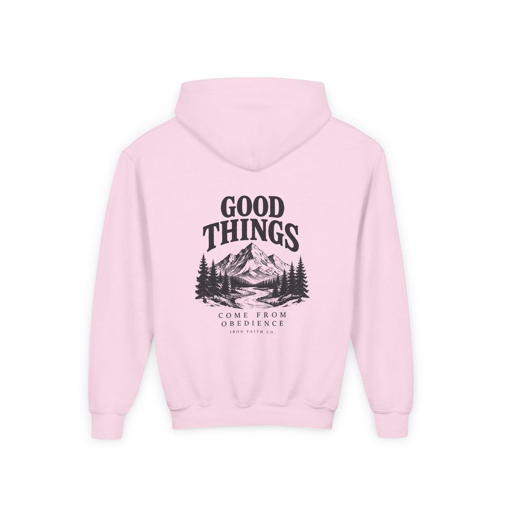 Good Things Come From Obedience Youth Hoodie – Back Print