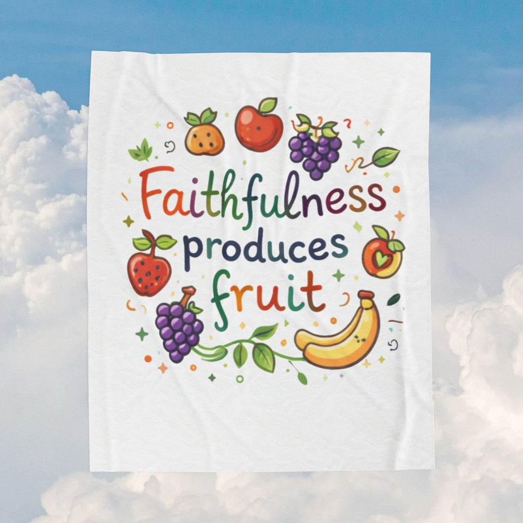 Faithfulness Produces Fruit Velveteen Plush Blanket — Inspirational Throw with Fruit Illustration - photo 1 of 5