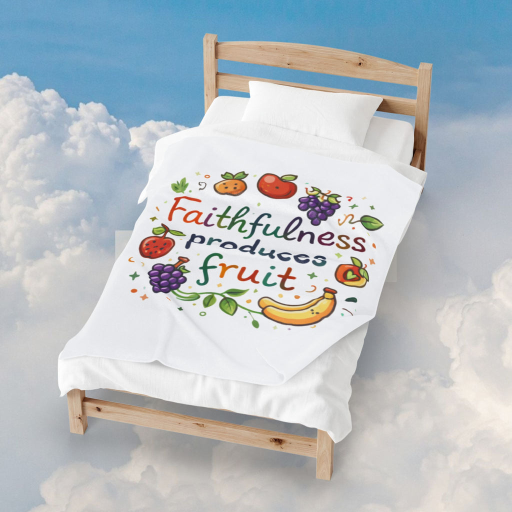 Faithfulness Produces Fruit Velveteen Plush Blanket — Inspirational Throw with Fruit Illustration - photo 5 of 5