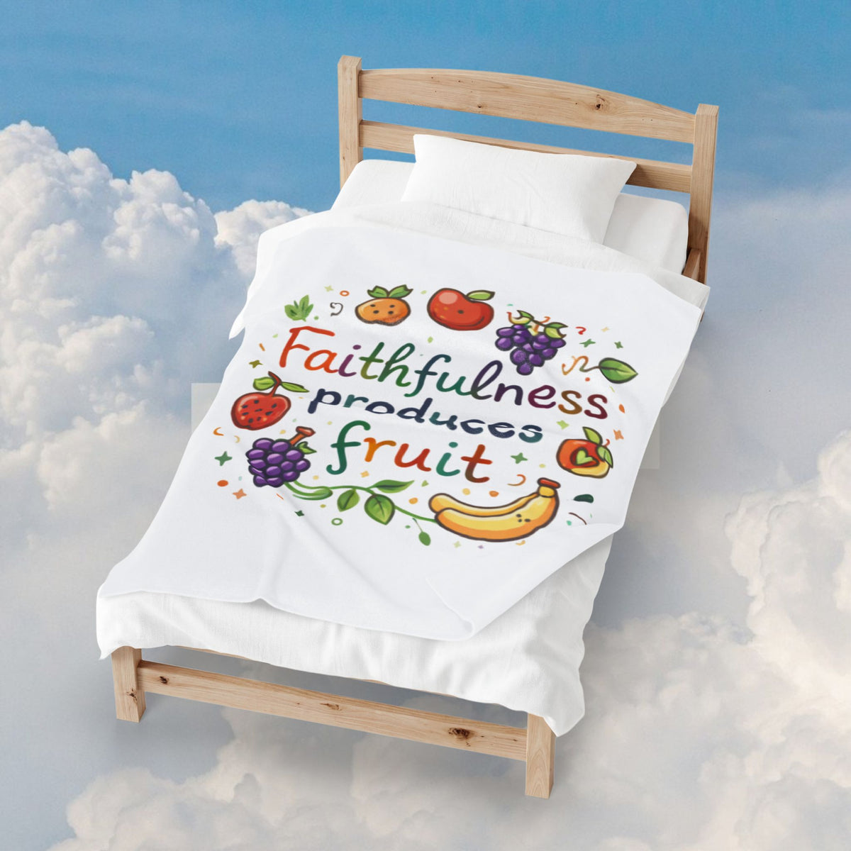 Faithfulness Produces Fruit Velveteen Plush Blanket — Inspirational Throw with Fruit Illustration - photo 5 of 5