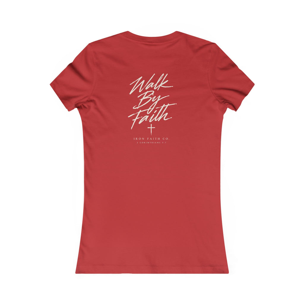 Walk By Faith Women's Fitted Tee – Back Print