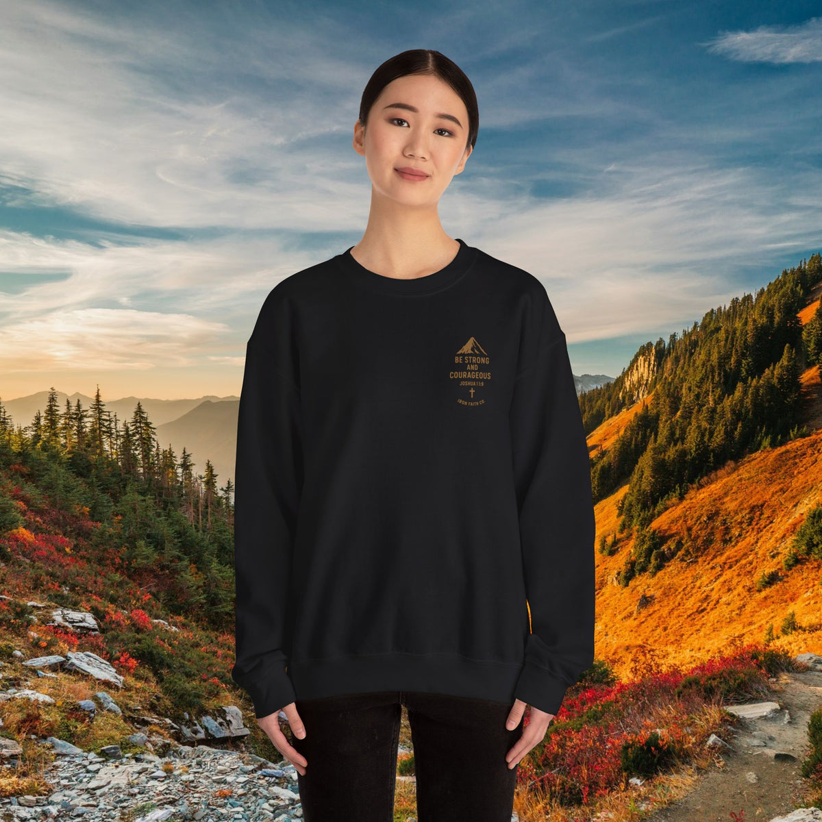 Be strong and courageous Joshua 1:9 - forged by Faith - Iron Faith Co. - Crewneck Sweatshirt - photo 29 of 30