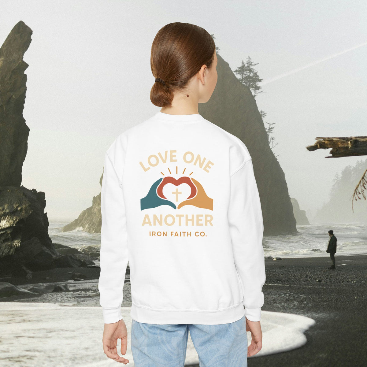 Love One Another Youth Crewneck Sweatshirt — Christian Faith Graphic - photo 1 of 30