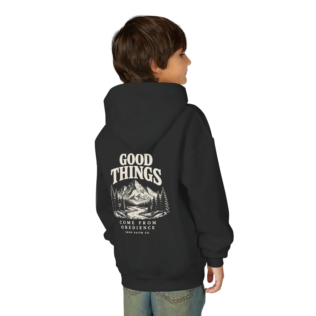 Good Things Come From Obedience Youth Hoodie – Back Print