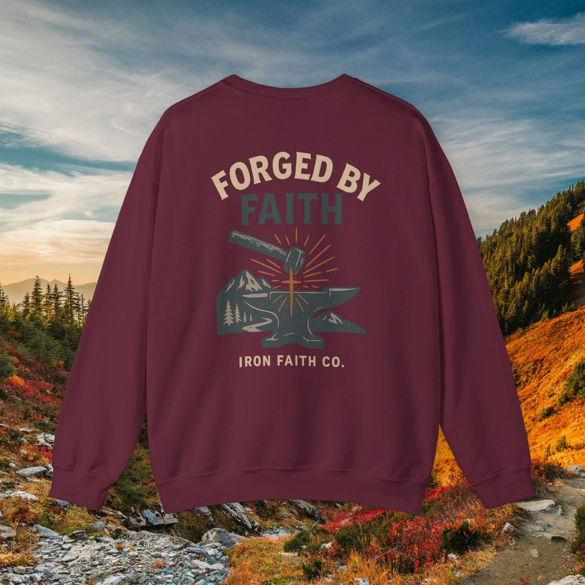 Be strong and courageous Joshua 1:9 - forged by Faith - Iron Faith Co. - Crewneck Sweatshirt - photo 10 of 30