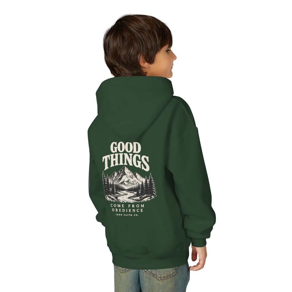 Good Things Come From Obedience Youth Hoodie – Back Print