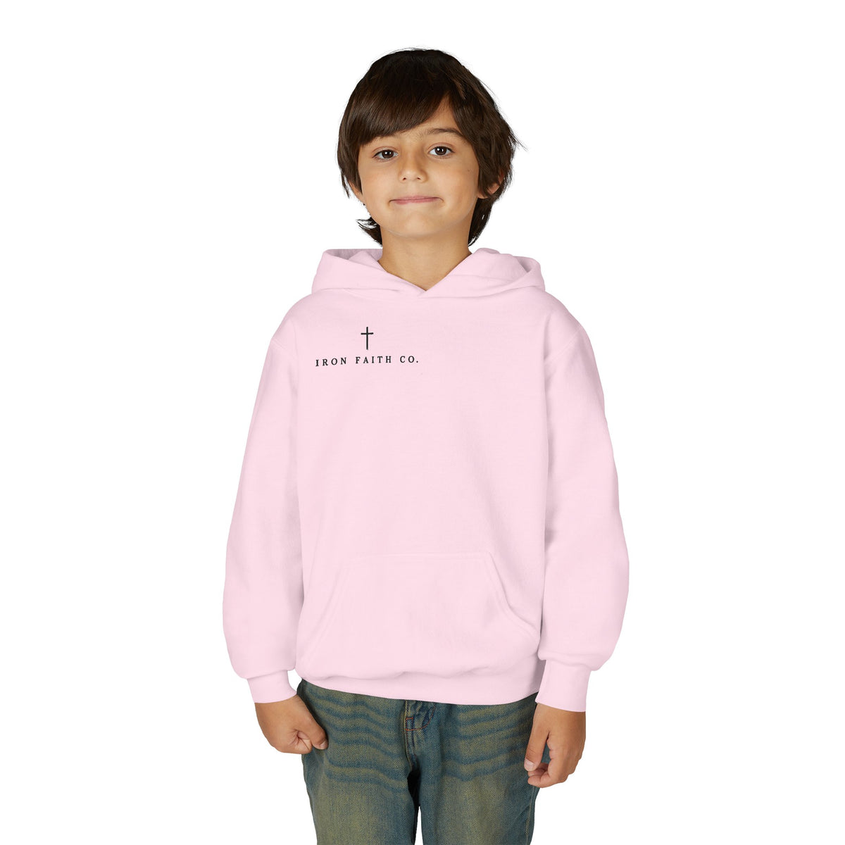 Iron Faith Co. Wordmark Youth Hoodie – Back Print