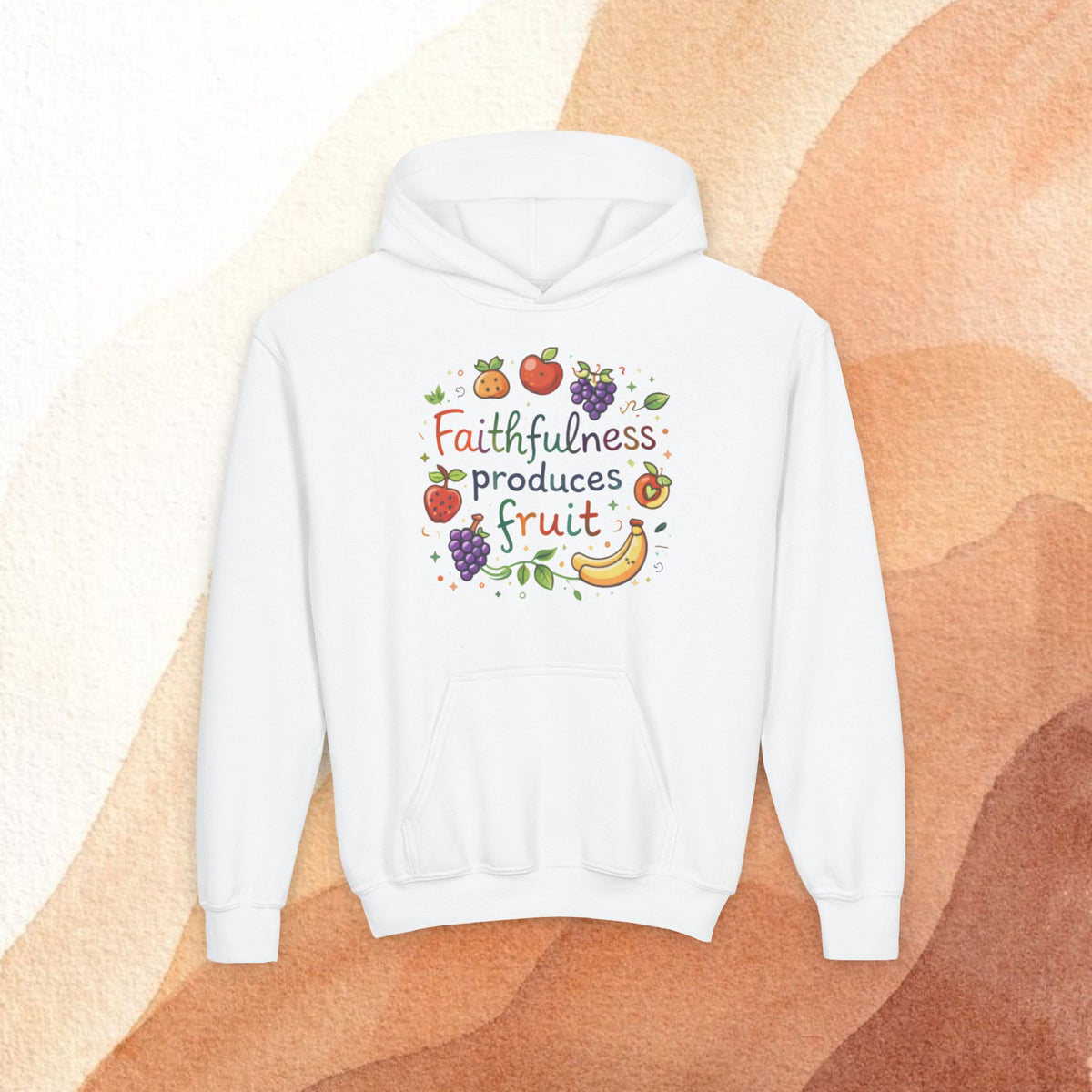 Youth Hoodie — Faithfulness Produces Fruit Kids Hooded Sweatshirt - photo 2 of 30