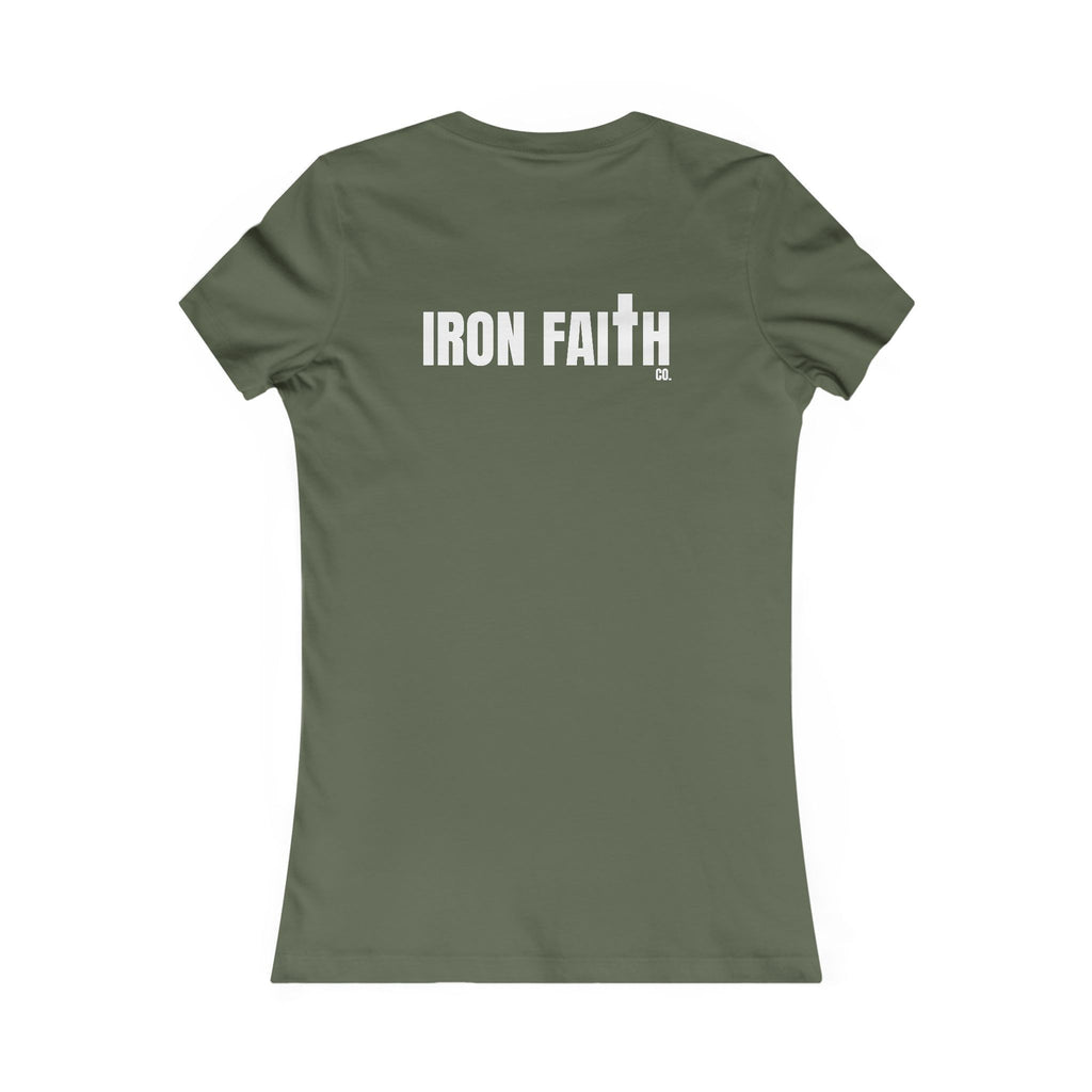 Iron Faith Co. Wordmark Women's Fitted Tee – Back Print