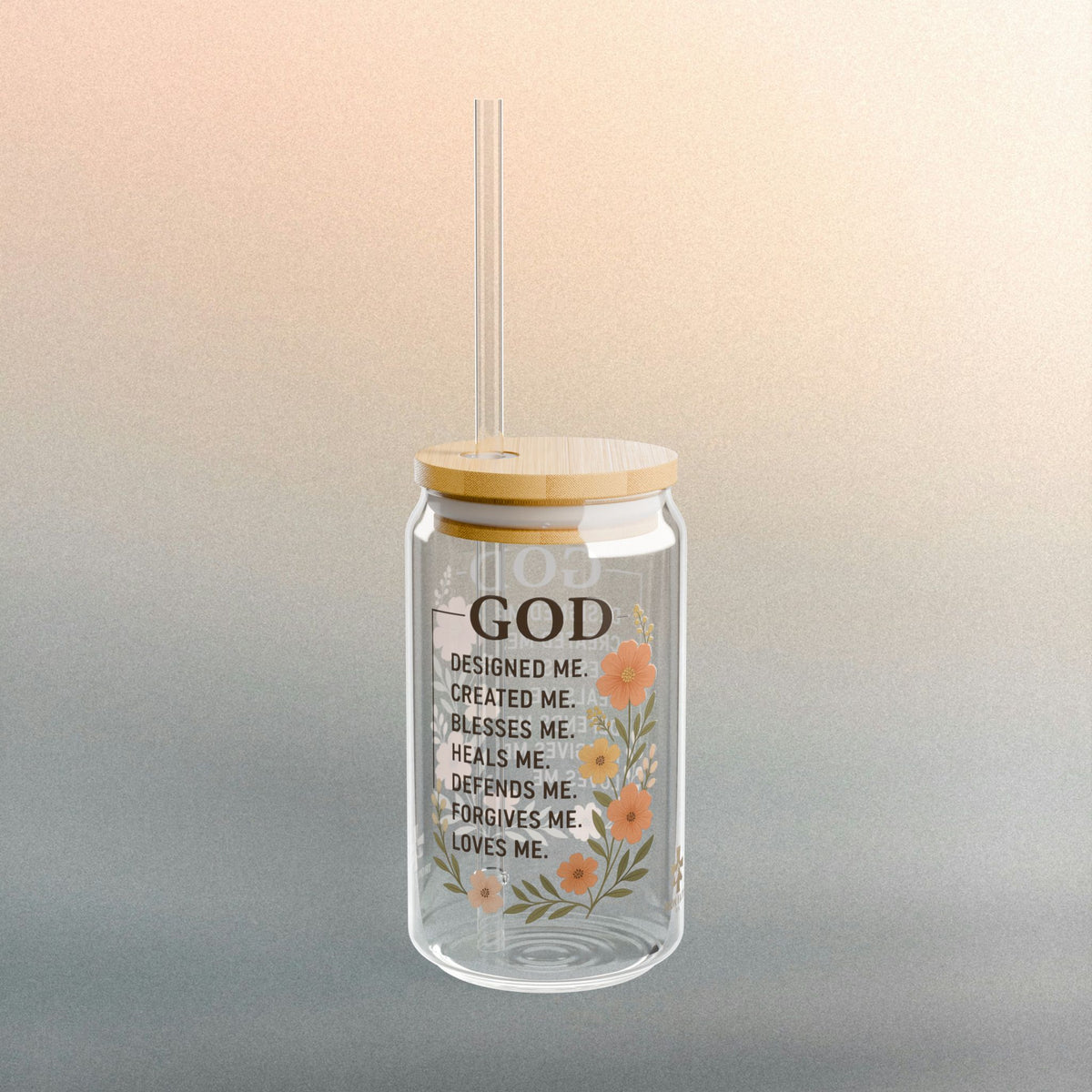 God's Creation - Iron Faith Co. - Floral Sipper Glass, 16oz - photo 1 of 4