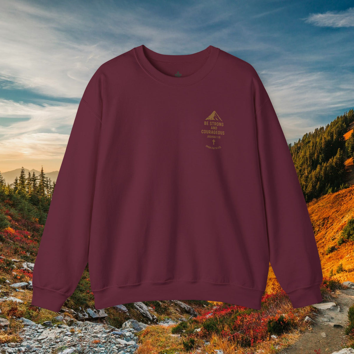 Be strong and courageous Joshua 1:9 - forged by Faith - Iron Faith Co. - Crewneck Sweatshirt - photo 9 of 30