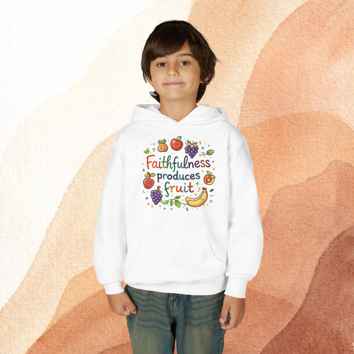 Youth Hoodie — Faithfulness Produces Fruit Kids Hooded Sweatshirt - photo 18 of 30
