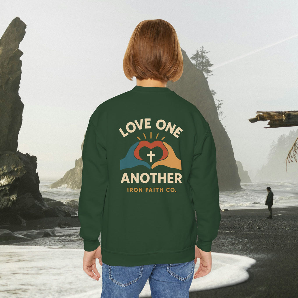 Love One Another Youth Crewneck Sweatshirt — Christian Faith Graphic - photo 25 of 30