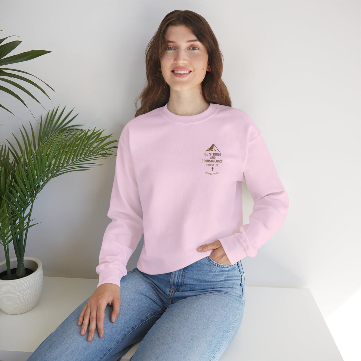 Be strong and courageous Joshua 1:9 | forged by Faith | Iron Faith Co. | Crewneck Sweatshirt