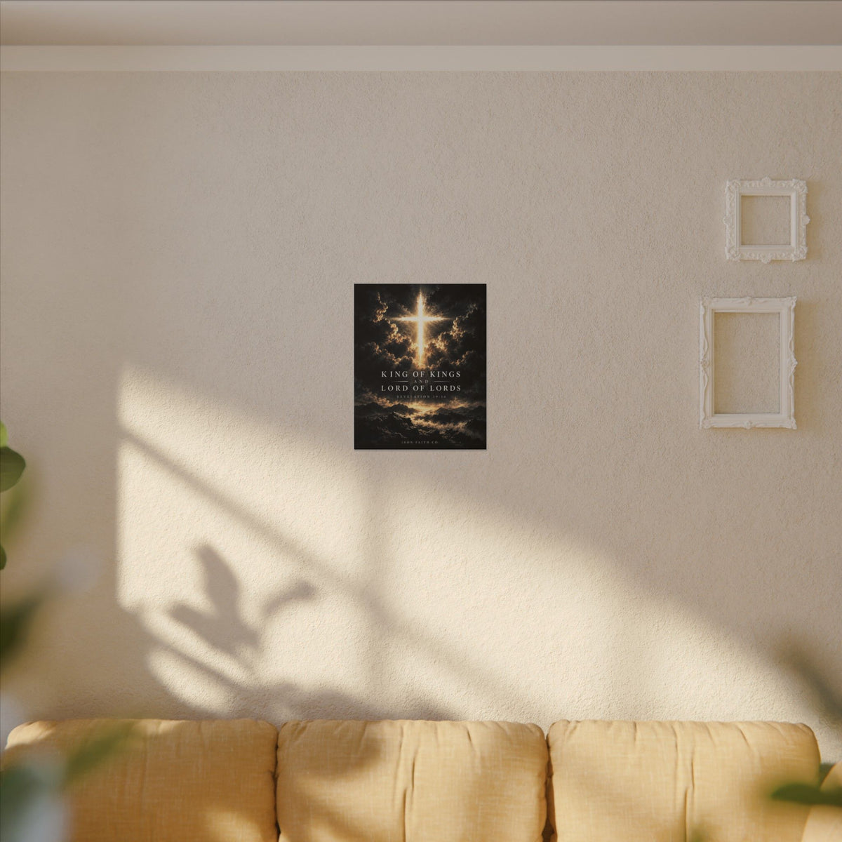 The King of Kings Revelation 19:16 Canvas Print shown in a styled everyday scene (product mockup)