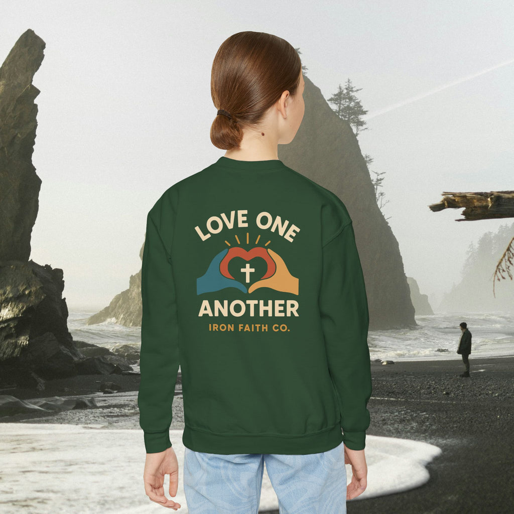Love One Another Youth Crewneck Sweatshirt — Christian Faith Graphic - photo 27 of 30