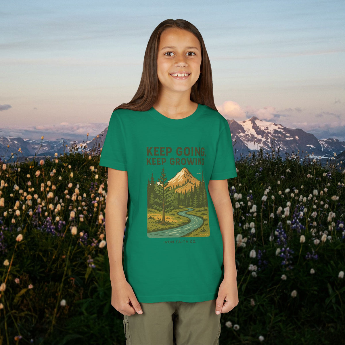 Keep going keep growing | Iron Faith Co. | Youth Short Sleeve Tee