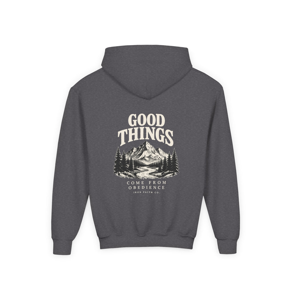 Good Things Come From Obedience Youth Hoodie – Back Print