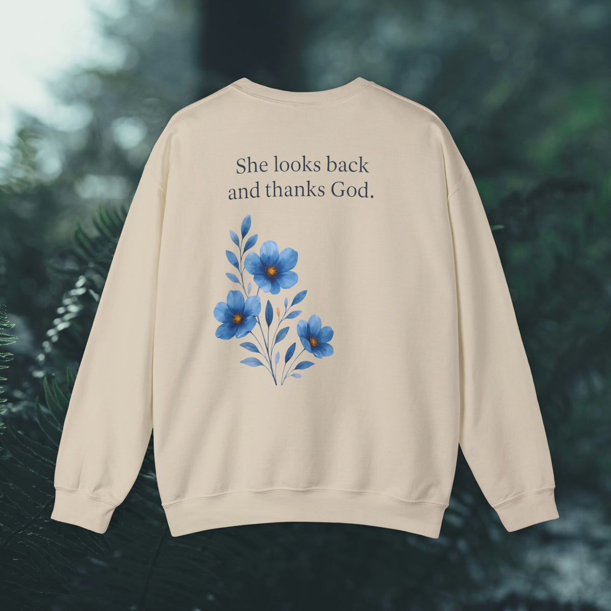 She Looks Back and Thanks God Floral Sweatshirt - Iron Faith Co. - photo 1 of 24