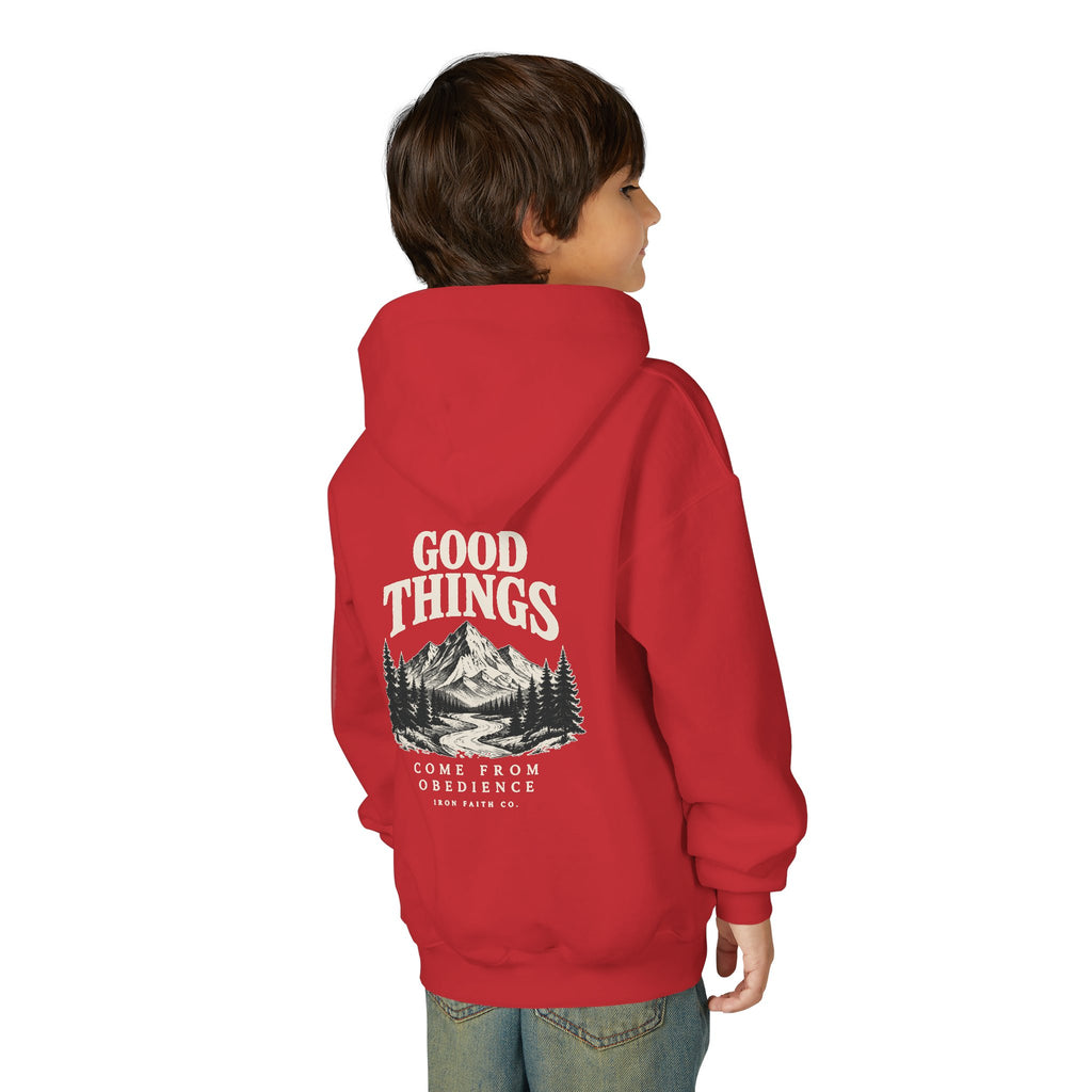 Good Things Come From Obedience Youth Hoodie – Back Print